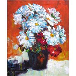 ORIG OIL PAINTING STILL LIFE DAISIES #1862030