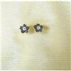 Image 1 : Estate~Sapphire & Diamond Daisy Ear Studs / 14K#1862146