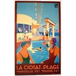 Ciotat Plage, 1930 Lithograph, A+, Linen #1862576