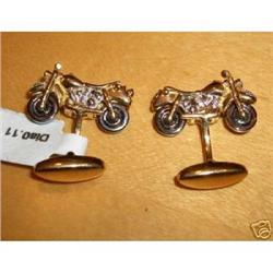 18K Gold Diamond & Onyx Motorcycle Cufflinks #1876203