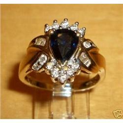 14K Yellow Gold Diamond & Sapphire Ring #1876206