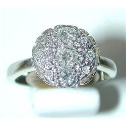 ART DECO 14k WG Cluster Ring .60 cts #1876212