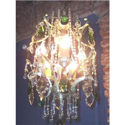 ANTIQUE BRONZE AND CRYSTAL COLOR CHANDELIER #1876276