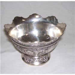 Hand Decorated Embossed Silver English Bowl #1876443