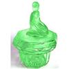 Image 1 : Green EGYPTIAN Art Deco Glass Powder Jar #1886525