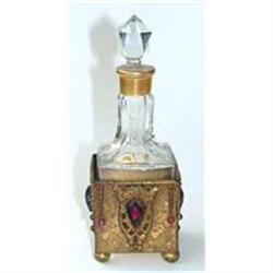 EMPIRE ART GOLD Perfume Bottle, Jeweled Holder #1886678