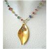 Image 1 : 18K SOLID GOLD~ "CONFETTI" MULTI-GEM LEAF #1886760