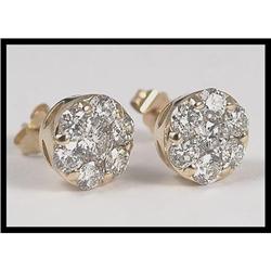 Shimmering Yellow Gold Diamond Earrings #1886877