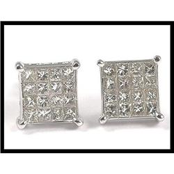 Shimmering 18K White Gold Diamond Earrings #1886885