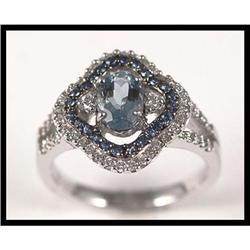 Graceful 18K White Gold Aquamarine Ring #1886891