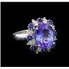 Image 1 : 14KT White Gold 6.56 ctw Tanzanite, Sapphire and Diamond Ring