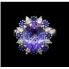 Image 2 : 14KT White Gold 6.56 ctw Tanzanite, Sapphire and Diamond Ring