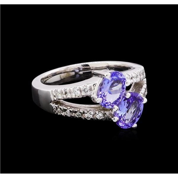 1.70 ctw Tanzanite and Diamond Ring - 14KT White Gold