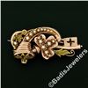 Image 2 : Victorian 12kt Rose & Green Gold Natural Seed Pearl Flower Brooch
