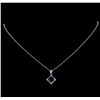 Image 2 : 18KT White Gold 3.18 ctw Sapphire and Diamond Pendant With Chain