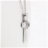 Image 4 : Petite 14k White Gold 0.20 ctw Diamond Grooved Polished Cross 18" Pendant Neckla