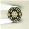 Image 4 : 14K Yellow Gold Diamond Black Blue Green Yellow Enamel Dome Flower Ring