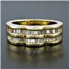 Image 2 : 14k Yellow Gold .95 ctw Baguette Cut Diamond Wavy Grooved Dual Row Band Ring