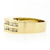 Image 6 : 14k Yellow Gold .95 ctw Baguette Cut Diamond Wavy Grooved Dual Row Band Ring