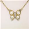 Image 1 : 14K Yellow Gold Pearl & Diamond Butterfly Pendant Necklace w/ Pearl By the Yard