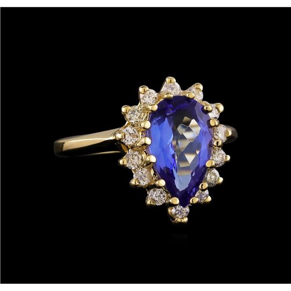 2.68 ctw Tanzanite and Diamond Ring - 14KT Yellow Gold