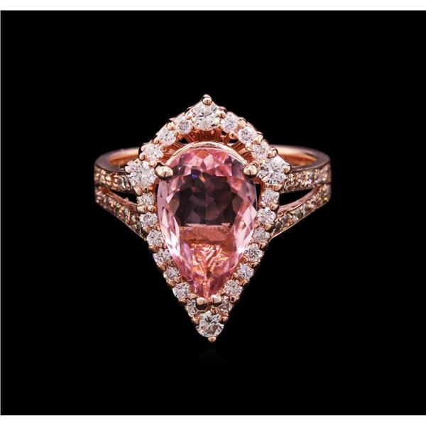 2.27 ctw Pink Tourmaline and Diamond Ring - 14KT Rose Gold