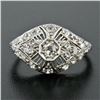 Image 2 : Antique Art Deco 18k Gold 1 ctw Old Cut Diamond Dome Filigree Dinner Cocktail Ri