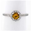 Image 4 : Petite 14K White Gold 0.82 ctw Citrine & Diamond Halo Engagement or Promise Ring