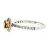 Image 5 : Petite 14K White Gold 0.82 ctw Citrine & Diamond Halo Engagement or Promise Ring