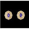 Image 1 : 14KT Yellow Gold 1.88 ctw Tanzanite and Diamond Stud Earrings