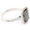 Image 9 : 14K White Gold 3.12 ctw Checkerboard Cushion Cut Black & White Diamond Halo Ring