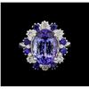 Image 2 : 14KT White Gold 6.27 ctw Tanzanite, Sapphire and Diamond Ring