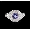 Image 2 : 0.90 ctw Tanzanite and Diamond Ring - 14KT White Gold