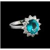 Image 1 : 2.78 ctw Apatite and Diamond Ring - 14KT White Gold