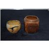 Image 1 : CERAMIC CONTAINER; UNSIGNED (3 1/2" H) & CERAMIC "SQUARE" VASE; UNSIGNED (5 1/4" H) (2 PCS)