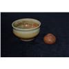 Image 1 : CARVED GOURD SCULPTURE; SIGNED (3" X 3 1/2") & CERAMIC BOWL; UNSIGNED (4 1/4" H X 7 1/2 D) (2 PCS)