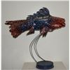 Image 1 : BERNIE MORIAZ METAL FISH SCULPTURE (KINETIC); SIGNED (23.5" X 22.5")