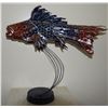 Image 3 : BERNIE MORIAZ METAL FISH SCULPTURE (KINETIC); SIGNED (23.5" X 22.5")