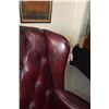 Image 3 : LEATHER WING BACK ARM CHAIRS W/TUFTED BACK & SEAT (PAIR)