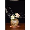 Image 1 : VINTAGE CHINESE BROWN SLIP GLAZED STORAGE POT W/BLACK CORAL ARRANGEMENT (11" H)