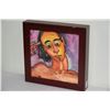Image 1 : ANTHONY MENDIVIL WATERCOLOR ON ART BOARD, "MAN QUESTION"; SIGNED (FRAMED 7" X 7")