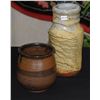Image 1 : CERAMIC VASE; UNSIGNED (4 3/4" H) & KENNY KICKLIGHTER CERAMIC VASE; SIGNED (8 1/2" H) (2 PCS)