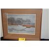 Image 1 : WOODBLOCK PRINT, "WINTER COLOR"; SIGNED (FRAMED 24 1/4" X 20.5")