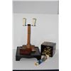 Image 1 : CANDLE STAND "GOMADAKE" BAMBOO; SIGNED, HAND PAINTED CANDLE & ASHTRAY/CIGARETTE HOLDER W/STAND & 3-T