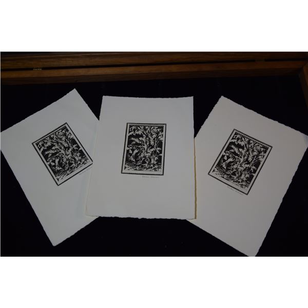 DODIE WARREN ETCHINGS; "BANANA TREES"; SIGNED (UNFRAMED 7 1/2" X 10 1/2") (3 PCS)