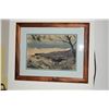Image 1 : DONALD HARDMAN WATERCOLOR, "HAWAII SHORE"; SIGNED (KOA FRAMED 16" X 20")