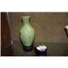 Image 1 : CHINESE MULTI GLAZE VASE (8" H) & CLOISONNE BOX (LONG LIFE PEACH) (2 PCS)