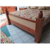 Image 8 : Custom King 4-Post Koa Bed w/ Pineapple Accents, Box Spring & Matress 89" W x 92" D x 67" H. Bed cov