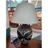 Image 2 : Qty 2 Ceramic Hawaiian-Motif Table Lamps w/ Shades, 22"H (one has a few scratches)