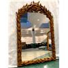 Image 1 : Carved Wooden Mirror, Leaf Pattern, 28.5" X 45.5"